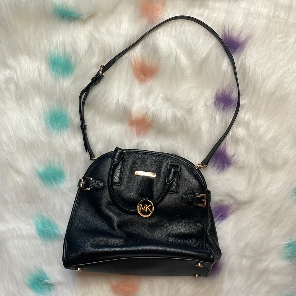 Michael Kors Hutton Black Pebbled Crossbody Purse